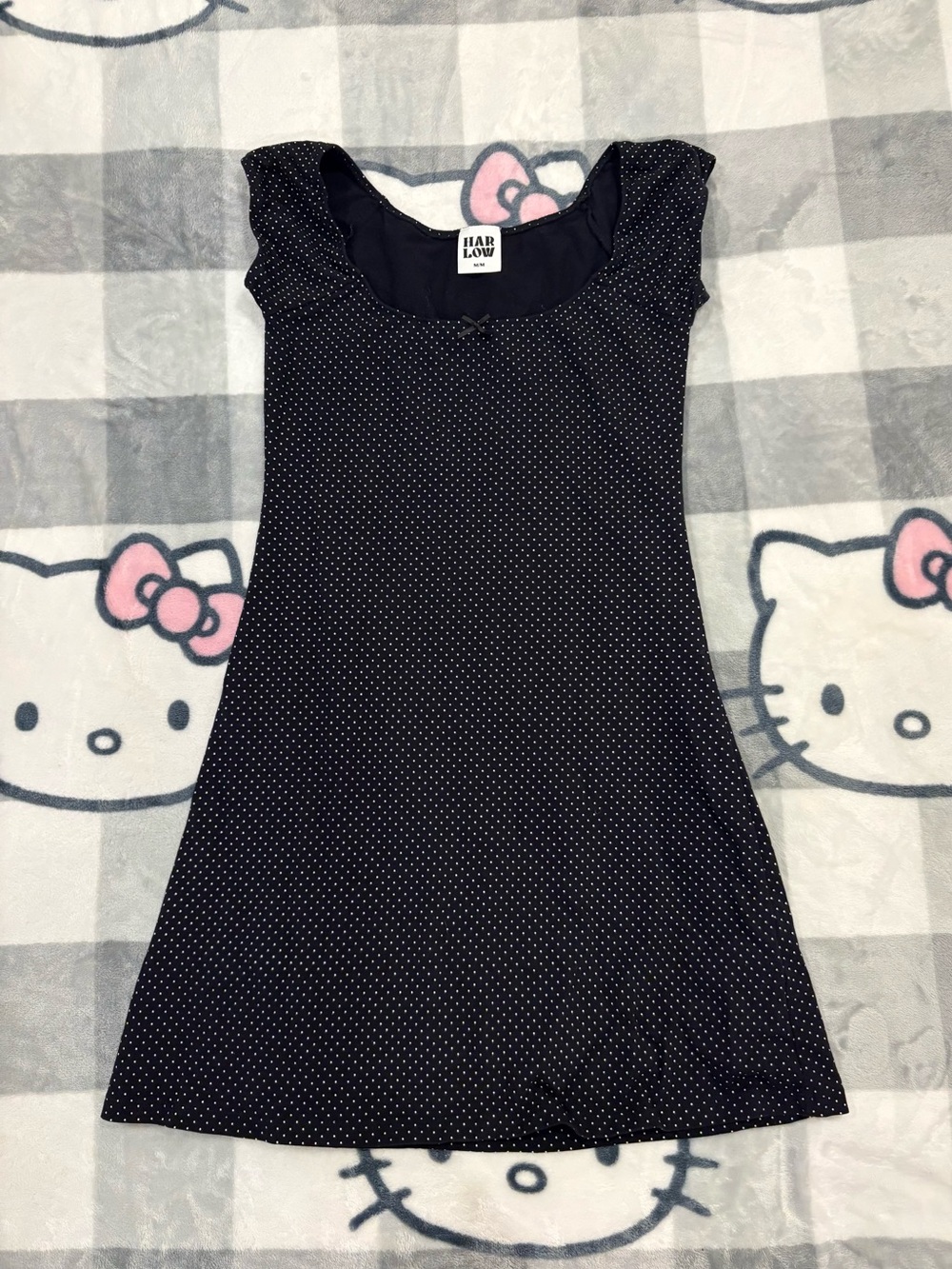 Harlow Black Polka Dot Y2K Mini Dress